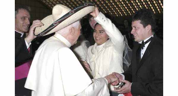 Pope Benedict XVI wearing Sombrero 01